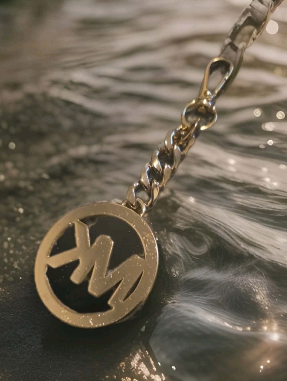 Michael Kors MK Logo Bag Charm /Gold Tone Clip. 4in